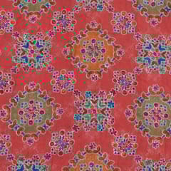 Orange Colour Georgette Print With Embroidered Fabric