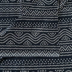Black Colour Mashru Silk Ajrakh Printed Fabric