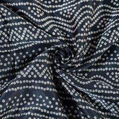 Black Colour Mashru Silk Ajrakh Printed Fabric