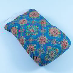 Firozi Colour Georgette Print With Embroidered Fabric
