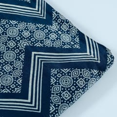 Blue Colour Mashru Silk Ajrakh Printed Fabric