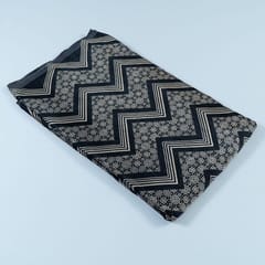 Black Colour Mashru Silk Ajrakh Printed Fabric