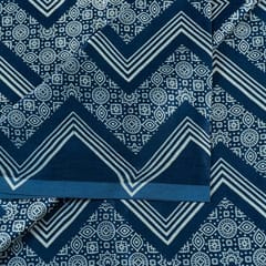 Blue Colour Mashru Silk Ajrakh Printed Fabric