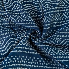 Blue Colour Mashru Silk Ajrakh Printed Fabric
