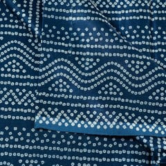 Blue Colour Mashru Silk Ajrakh Printed Fabric