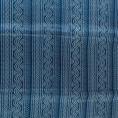 Blue Colour Mashru Silk Ajrakh Printed Fabric