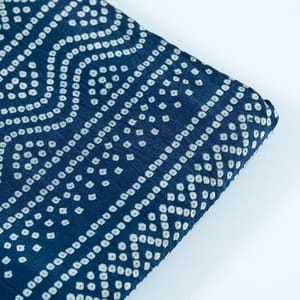 Blue Colour Mashru Silk Ajrakh Printed Fabric