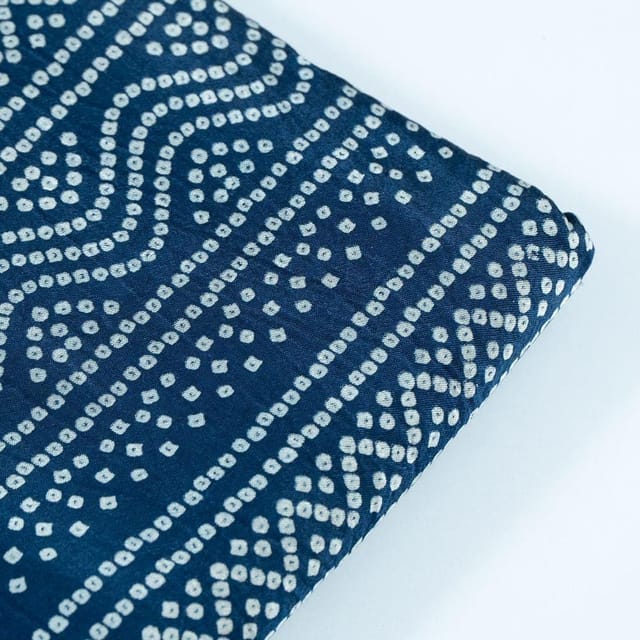 Blue Colour Mashru Silk Ajrakh Printed Fabric