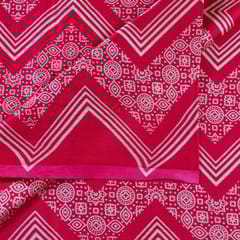 Majenta Colour Mashru Silk Ajrakh Printed Fabric