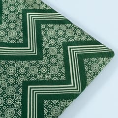 Green Colour Mashru Silk Ajrakh Printed Fabric