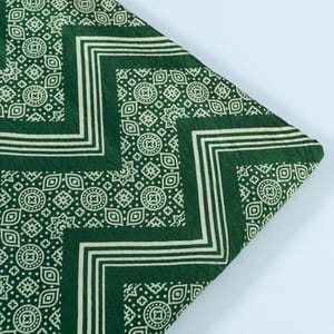 Green Colour Mashru Silk Ajrakh Printed Fabric