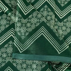 Green Colour Mashru Silk Ajrakh Printed Fabric