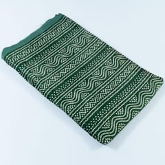 Green Colour Mashru Silk Ajrakh Printed Fabric