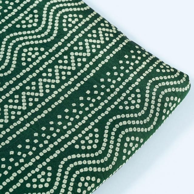 Green Colour Mashru Silk Ajrakh Printed Fabric