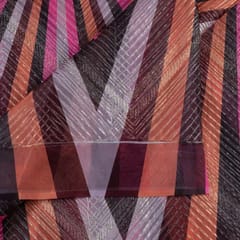 Pink Colour Organza Print With Embroidered Fabric