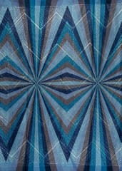Blue Colour Organza Print With Embroidered Fabric