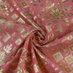 Peach Color Chanderi Jacquard fabric