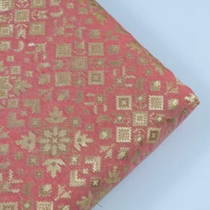 Peach Colour Chanderi Jacquard fabric