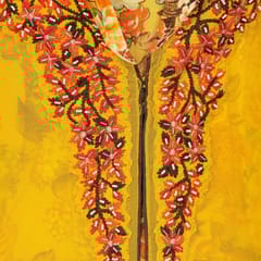 Yellow Colour Viscose Organza Embroidered Jacket with Yellow Chinon Chiffon Printed Top with Rayon Palazzo