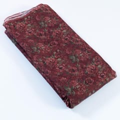 Rust Colour Organza Printed Fabric