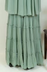 Sea Green Colour Georgette Embroidered Shirt With Georgette Sharara