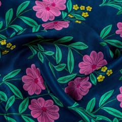 Blue Color Crepe Printed Fabric
