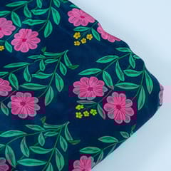Blue Color Crepe Printed Fabric