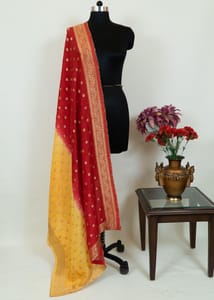 Red Yellow Colour Dola Banarsi Jacquard Duppata