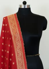 Red Yellow Colour Dola Banarsi Jacquard Duppata