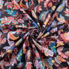 Black Colour Velvet Digital Printed Fabric