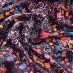 Coffee Colour Velvet Digital Printed Fabric