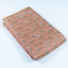 Rust Colour Modal Chanderi Foil Printed Fabric