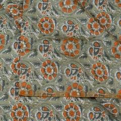 Mehndi Green Colour Modal Chanderi Foil Printed Fabric