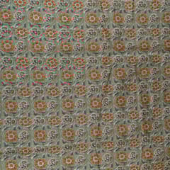 Mehndi Green Colour Modal Chanderi Foil Printed Fabric