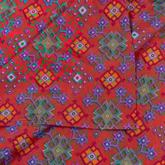 Red Colour Dola Silk Digital Printed Fabric