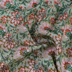 Sage Green Colour Dola Silk Digital Printed Fabric