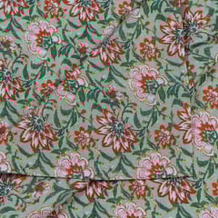 Sage Green Colour Dola Silk Digital Printed Fabric