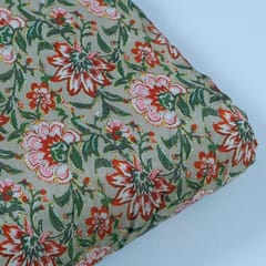 Sage Green Colour Dola Silk Digital Printed Fabric