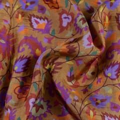 Brown Colour Uppada Digital Kani Printed Fabric