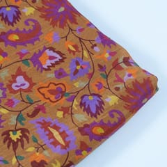 Brown Colour Uppada Digital Kani Printed Fabric