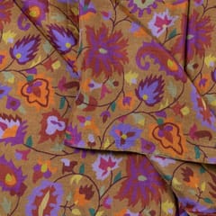 Brown Colour Uppada Digital Kani Printed Fabric