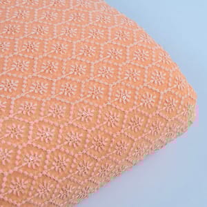 Peach Colour Georgette Embroidery(70cm Cut Piece)