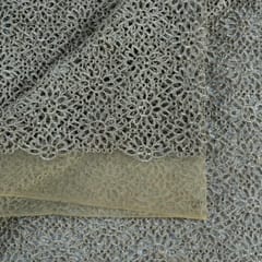 Net Cut Work Zari Embroidered Fabric