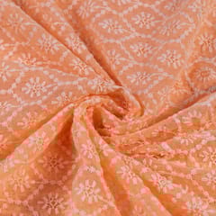 Peach Colour Georgette Embroidery(70cm Cut Piece)