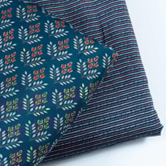 Blue Colour Modal Chanderi Print Set