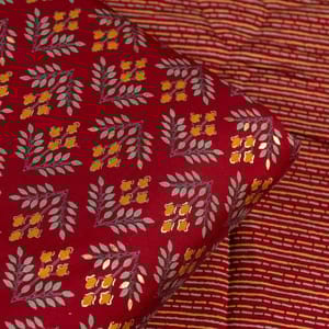 Maroon Colour Modal Chanderi Print Set