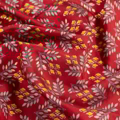 Maroon Colour Modal Chanderi Print Set