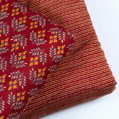 Maroon Colour Modal Chanderi Print Set