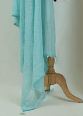 Sky Blue Colour Georgette Embroidered Dupatta