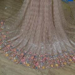 Grey Colour Net Sequins Embroidery (75Cm Piece)